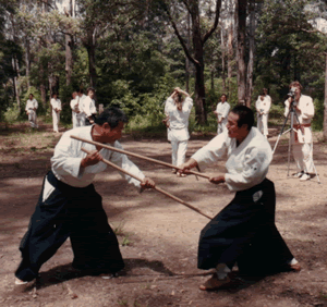 Saito Sensei practising jo at Turramurra 1985