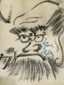 Daruma drawn by Hitohiro on Derek's gi 1980